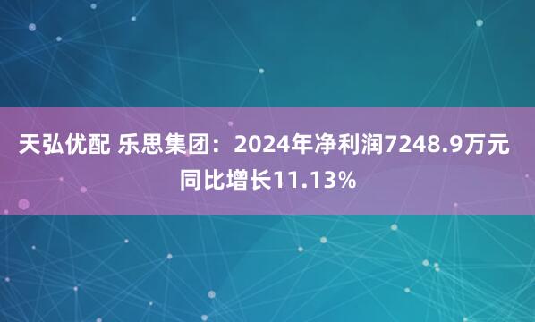 天弘优配 乐思集团：2024年净利润7248.9万元 同比增长11.13%